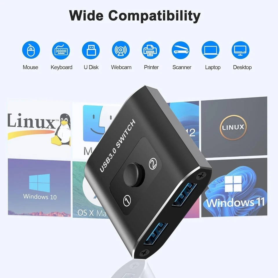 Usb Switch Usb 3.0 Switch Selector Bidirectional Usb Switch 1 In 2 Out/ 2 In 1 O