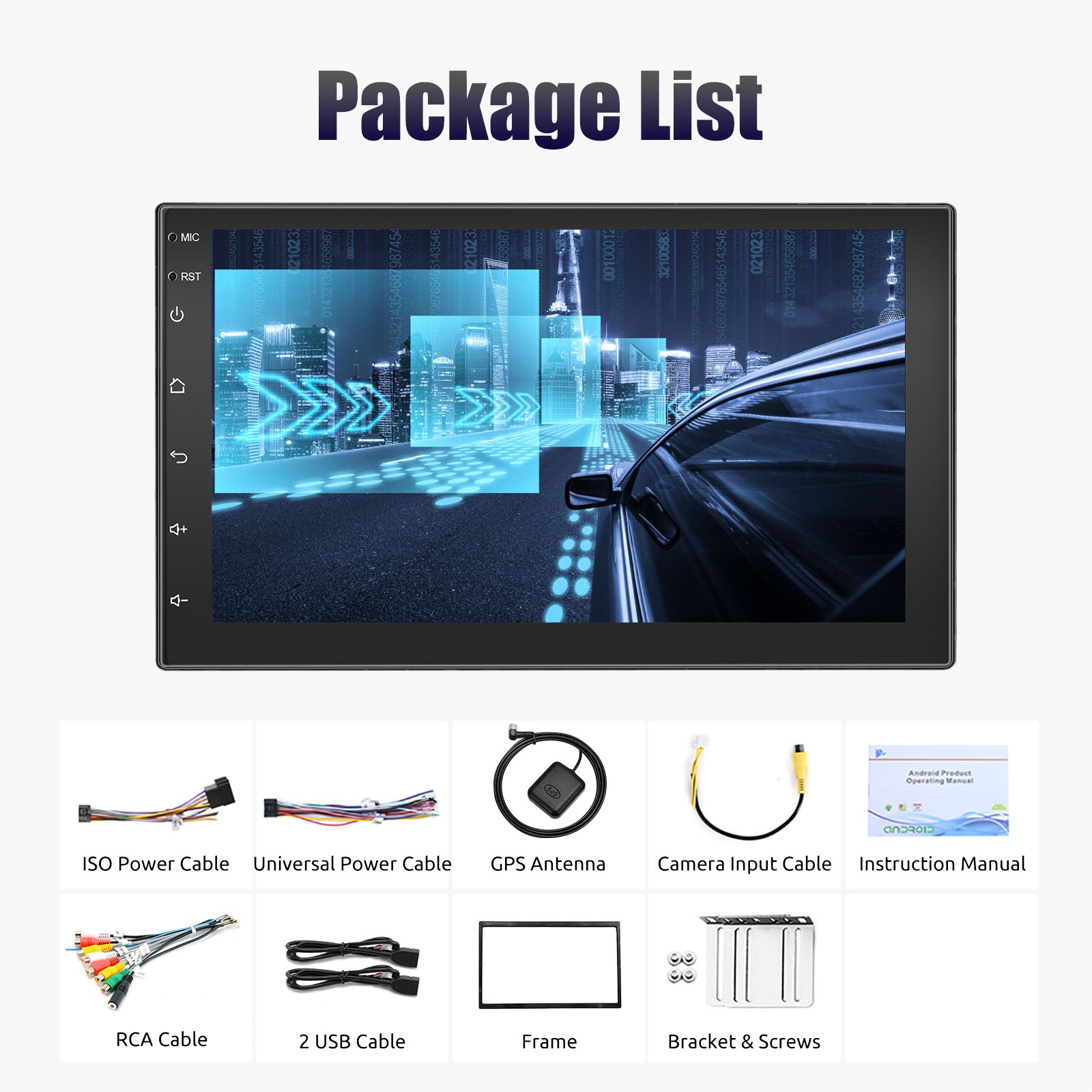 4+64GB Double 2 Din HeadUnit Car Stereo Carplay Android15 Radio Sat Nav WIFI 7in