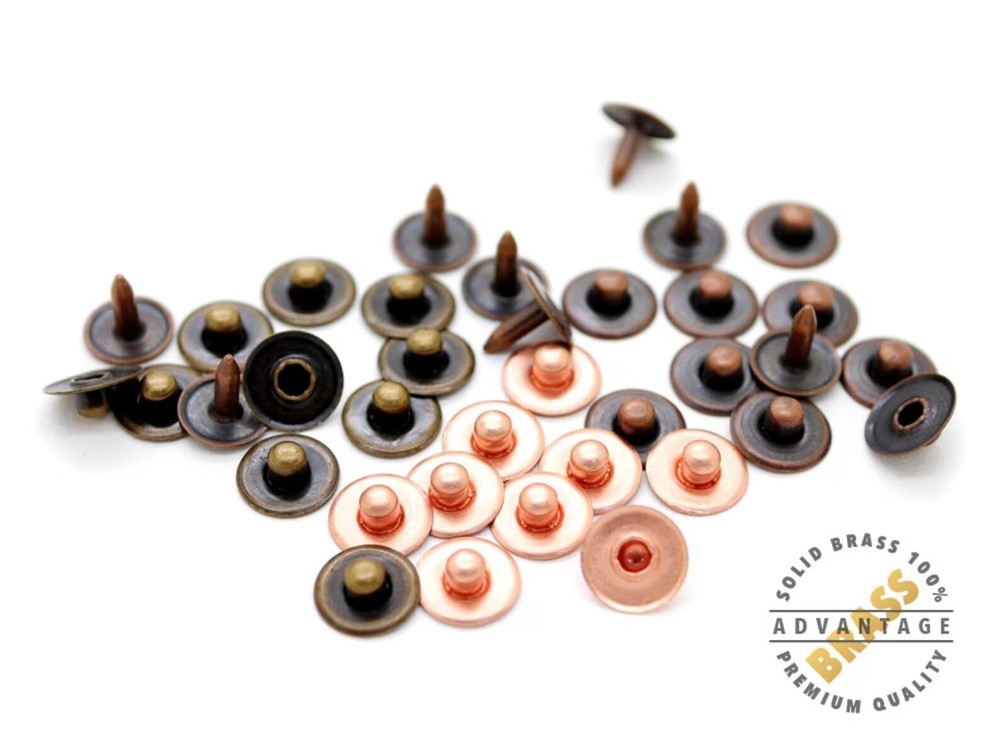 Solid Brass Jean Rivets 3/8 Inch 50 Sets Washable Denim Fasteners Nipple Rive...