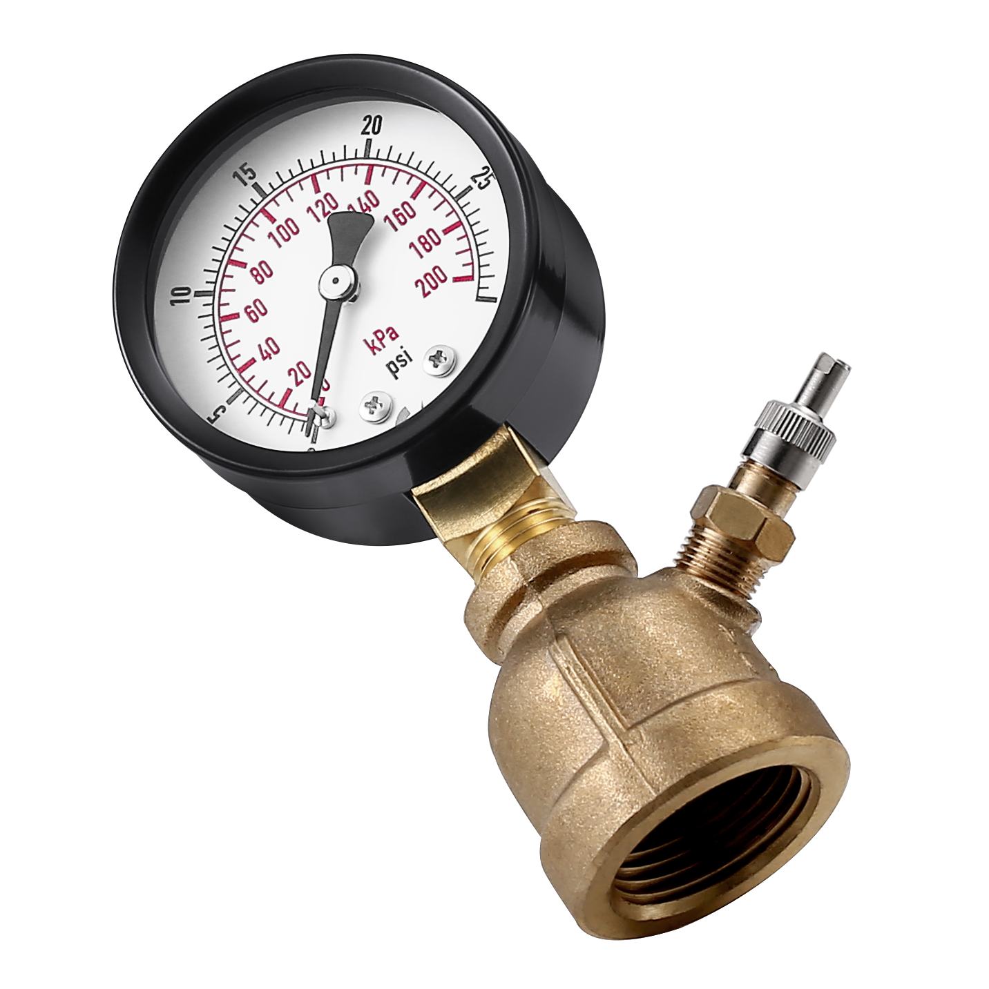 Gas Test Pressure Gauge 30 Pound, 30 PSI/200 kPa 3/4” FNPT Brass Bell Shape Body