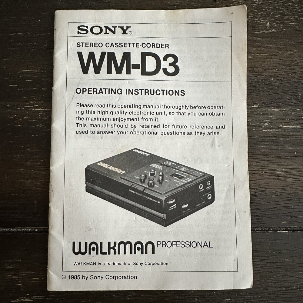 Original 1985 Sony Stereo Cassette-Recorder Operating Instructions