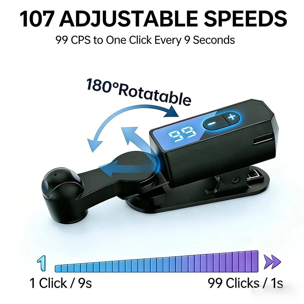 107 Speed Rechargeable Clicker 99CPS Spatial Mapping Zero Noise Phone Tapper