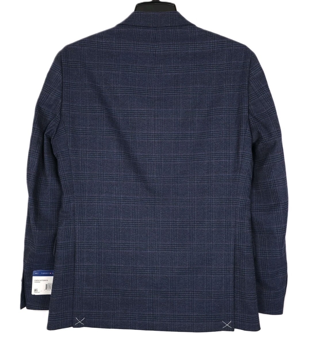 Tommy Hilfiger Men's Modern-Fit Flex Stretch Sport Coat Navy Pink Plaid 36S NWT