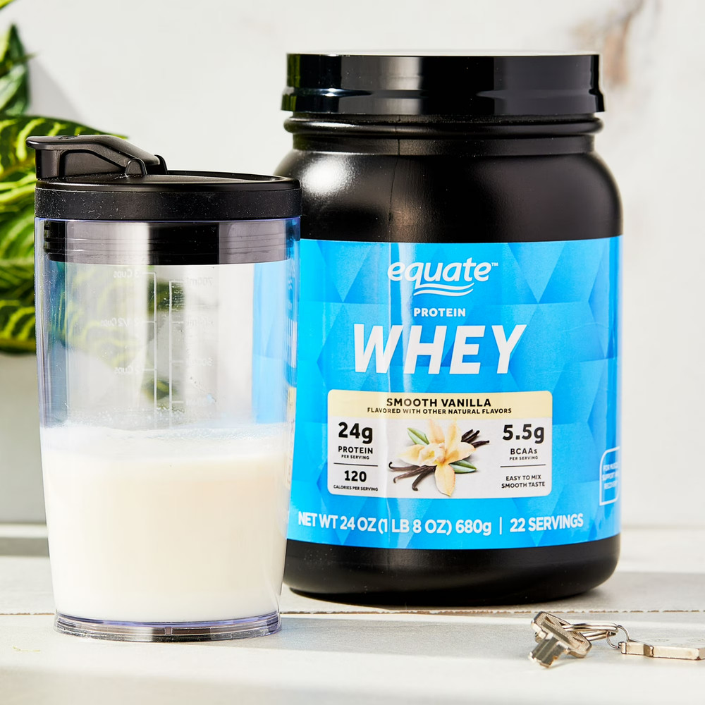2P Equate Whey Protein Powder, Smooth Vanilla, 24 oz