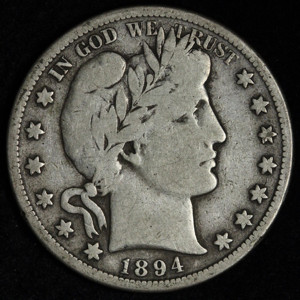 1894-S Barber Silver Half Dollar FINE E372 DUZEY