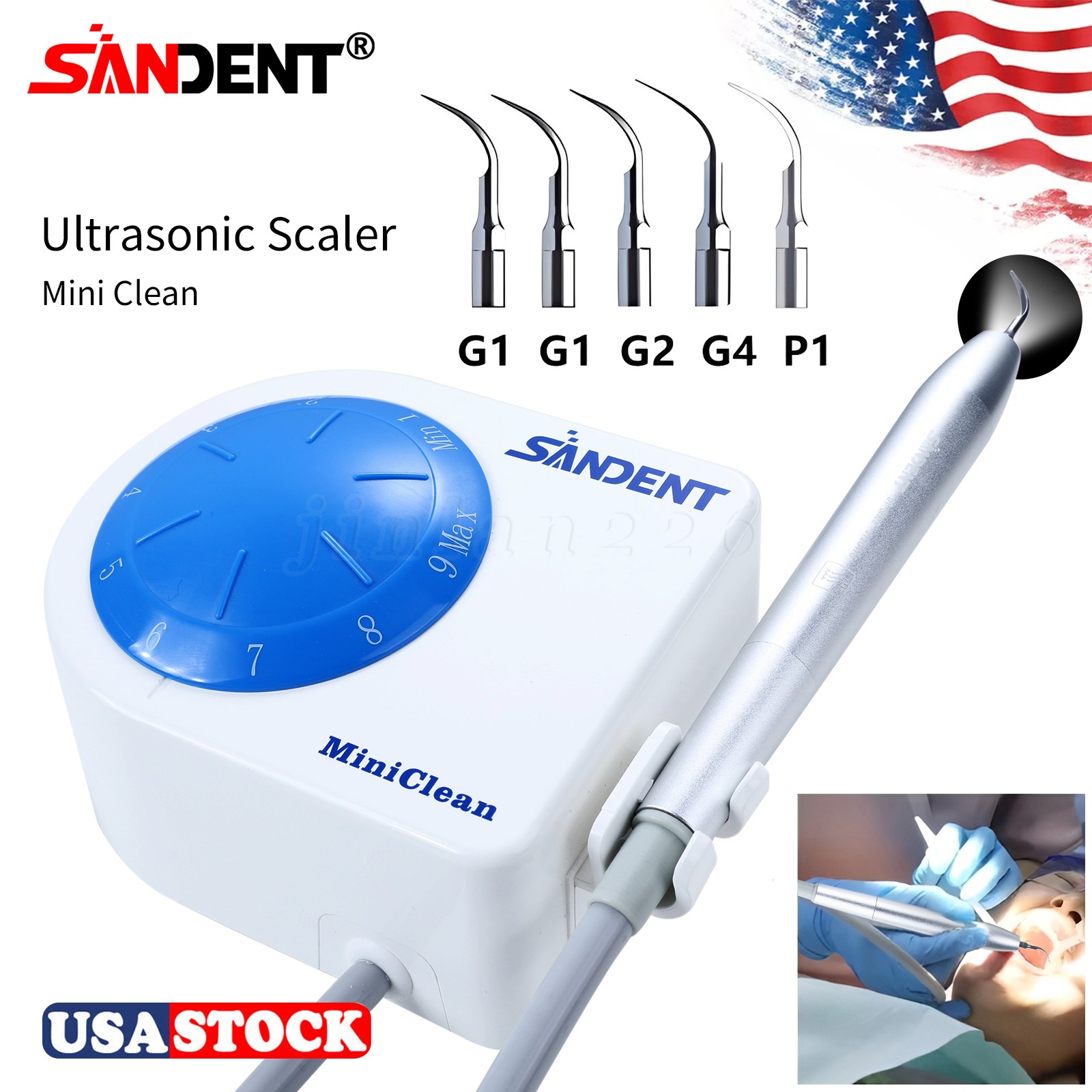 Dental Ultrasonic Piezo Scaler Fits Woodpecker EMS Cavitron 5 Tips LED Handpiece