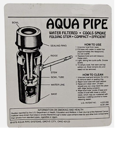 AQUA PIPE Waterpipe Original Portable COMES WITH FREE PIPE SCREENS!
