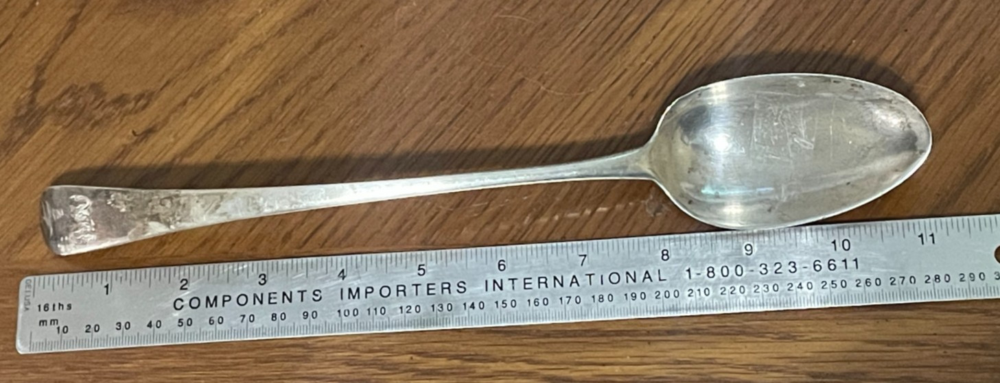 George Wintle English Georgian Sterling Silver Large Stuffing Spoon 1795 104 g