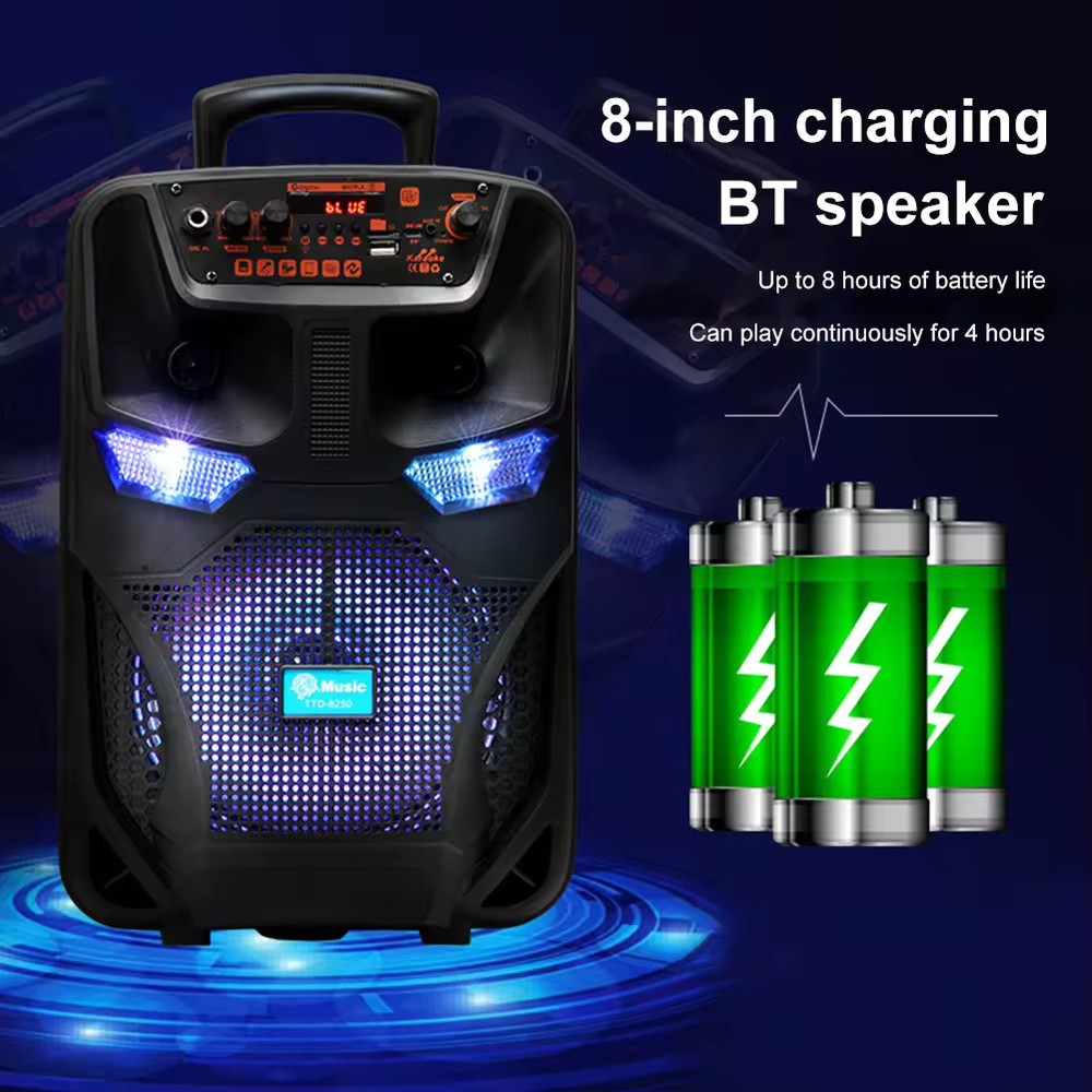 Portable Bluetooth Speaker Subwoofer Remote Control Built-in Micr Rechargeable