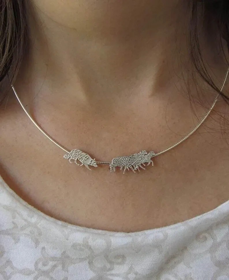Working Border Collie & Sheep Necklace Solid 925 Sterling Silver Pendant