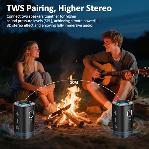 Bluetooth 5.4 Speaker, 2026 Wireless Bluetooth Speaker with 20W Stereo A-Black