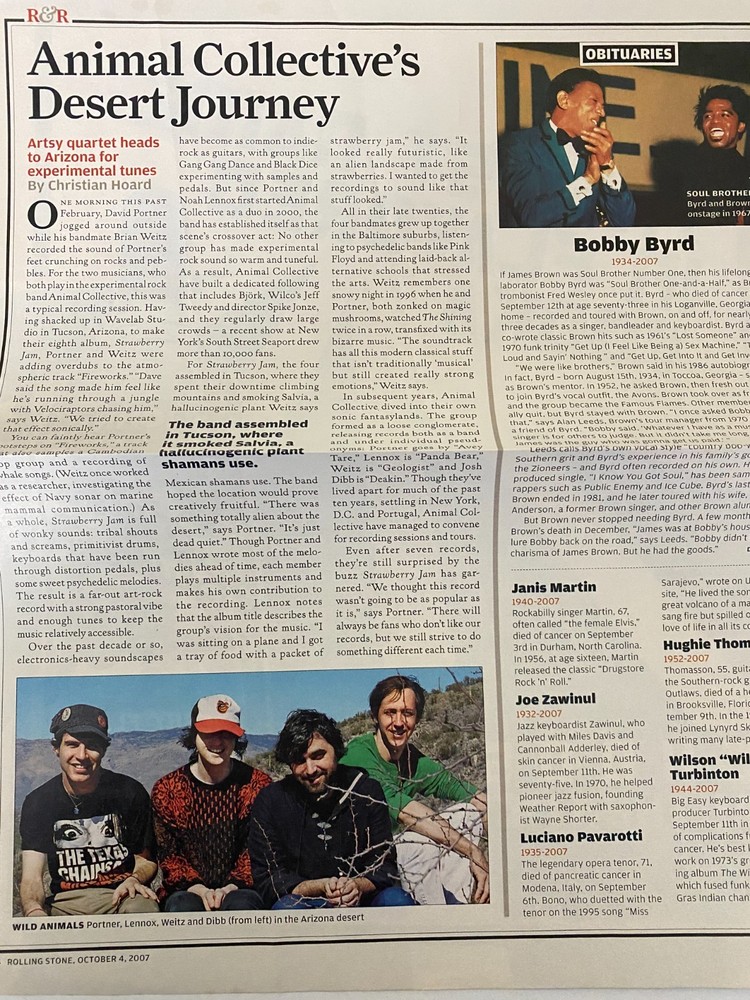 Animal Collective, Full Page Vintage Clipping