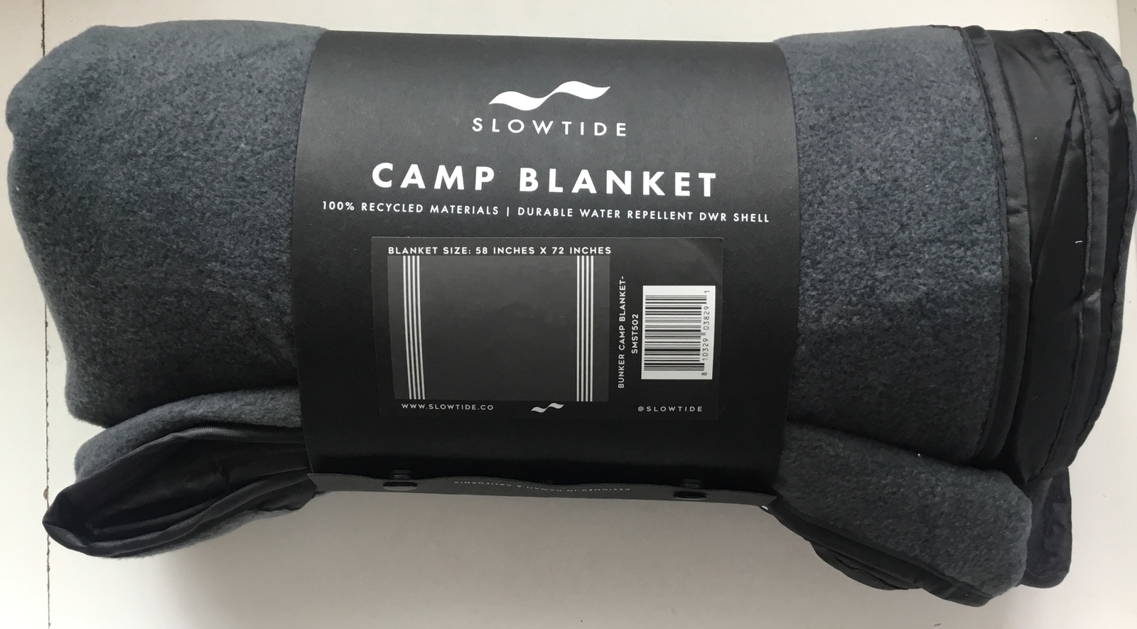 NEW Slowtide Bunker Black & White Striped Waterproof Camp Blanket 58"x72" Picnic