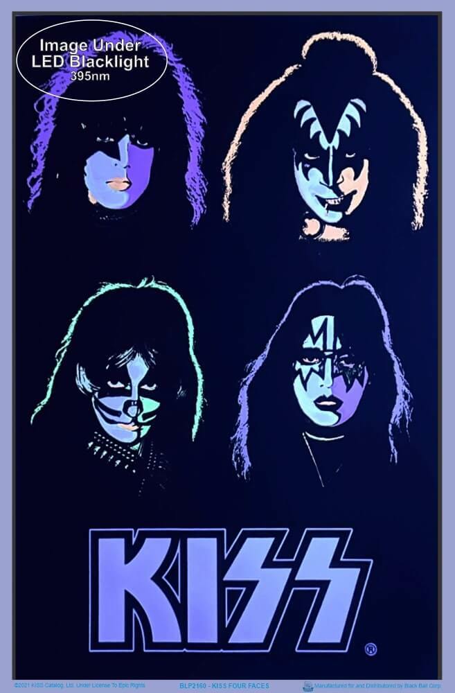 KISS Four Faces Blacklight Poster 23" x 35"