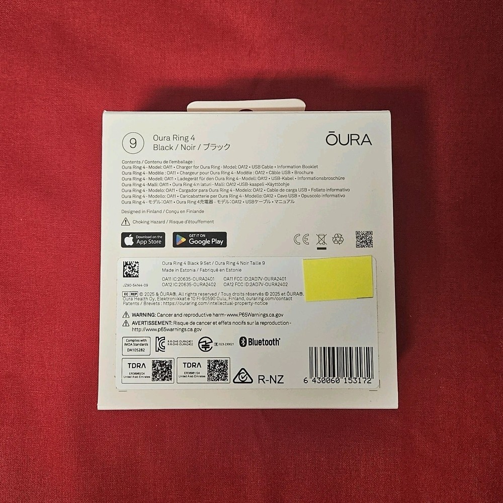 OURA Ring Gen 4 - BLACK - Size 9 -New + Sealed.