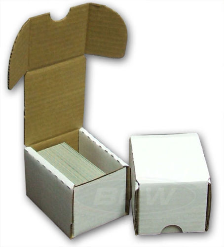 (3 Pack) 100 Count Size White Cardboard Trading Card Storage Boxes - Tab Closure