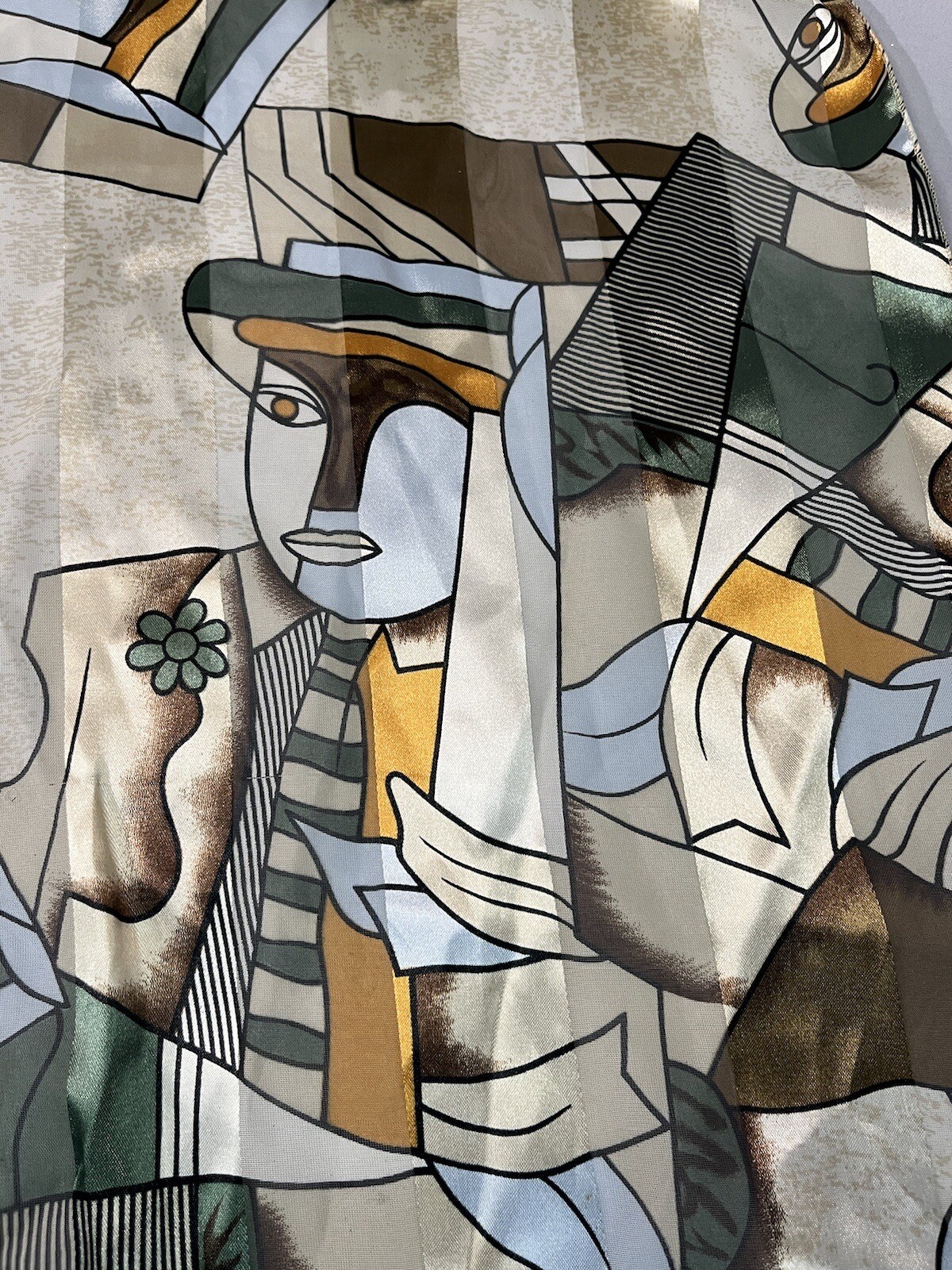 Scarf Abstract Picasso Style Art Face Silk Feel 60x13 Wrap