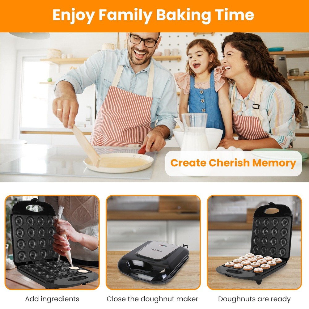 Electric Doughnut Machine 16 Mini Donut Maker Non-stick Baking Pan for Breakfast
