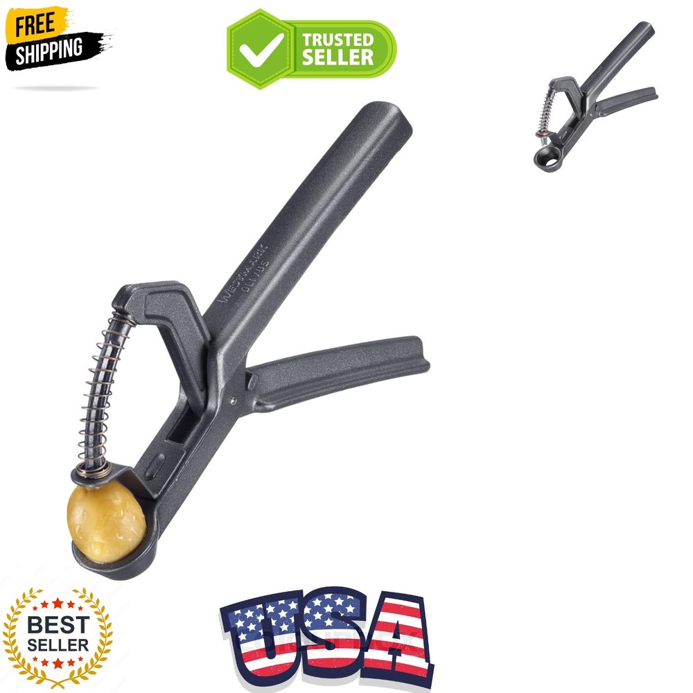 Olive Pitter "Black Edition" - Practical Handheld Device with Spring - Alumin...