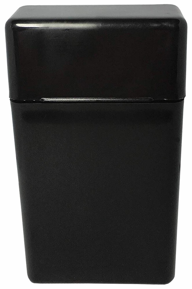Black Flip Top Hinged Lid Sectioned Sections Cigarette Case for 100's - 2607