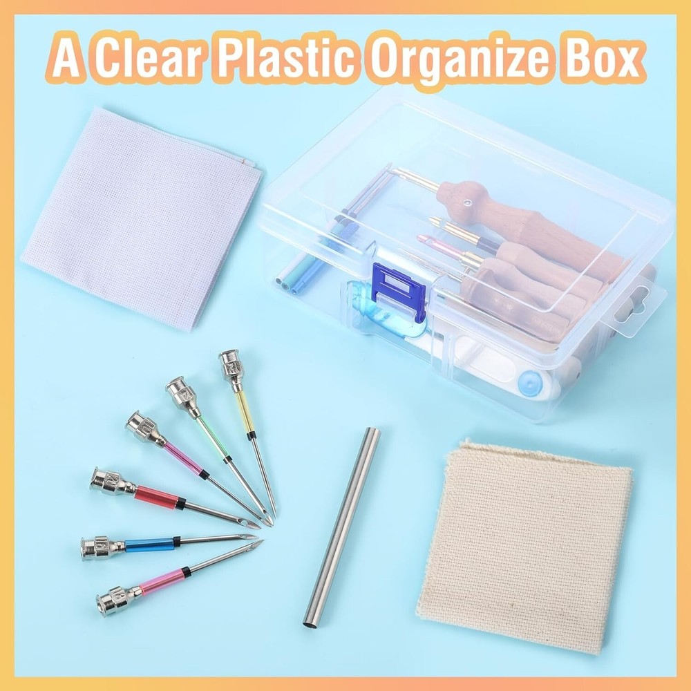 35 Pcs Adjustable Punch Needle Kit with Embroidery Tools & Organizer Box