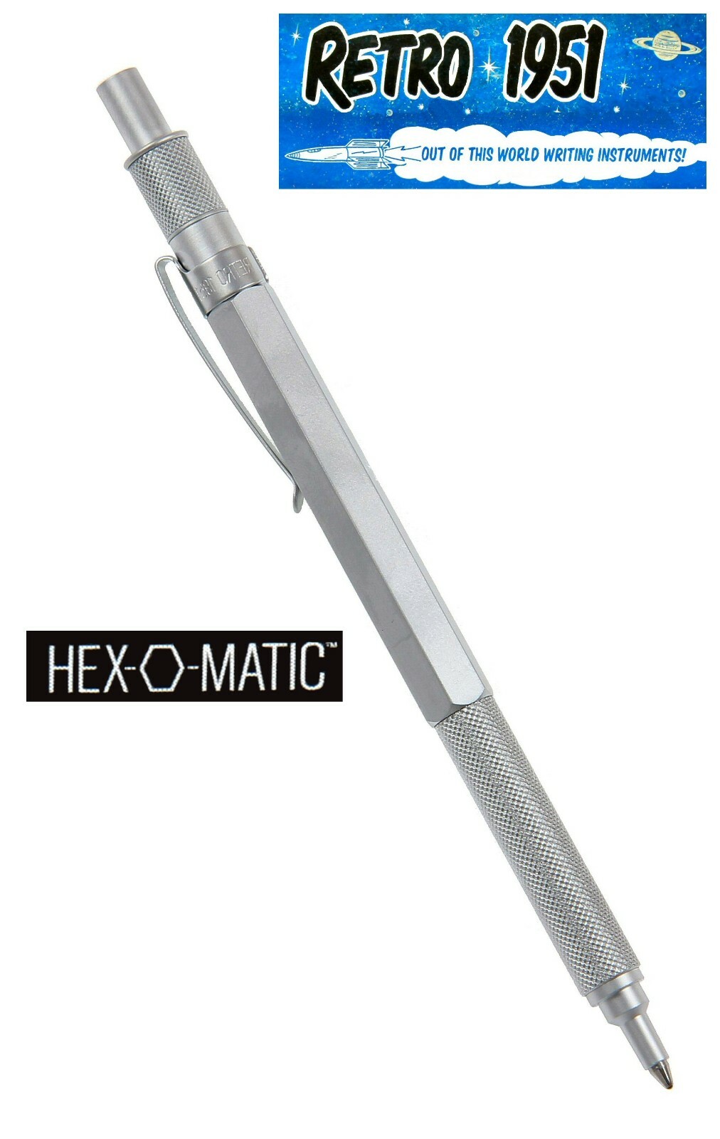 Retro 51 / Hex-o-matic Series Silver Ballpoint Pen #HEX-615BP