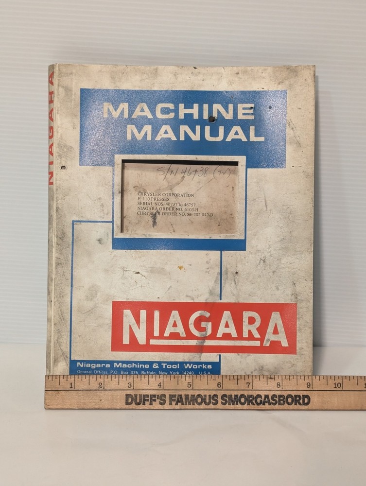 Niagara Machine Manual for E-110 OBI Open Back Inclinable Machine Press