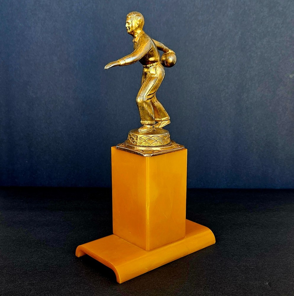 Vintage Bakelite Butterscotch Catalin Bowling Trophy