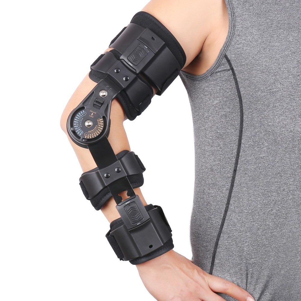Hinged ROM Elbow Brace Adjustable Post OP Elbow Support - Arm Stabilizer Spli...