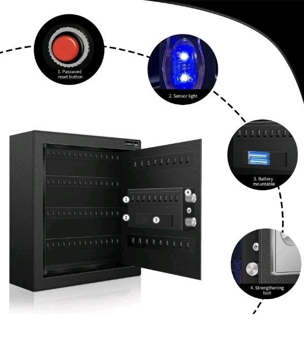 JUGREAT 80 Keys Cabinet with Sensor Light,Electronic Key Safe,Pin Code Keyles...