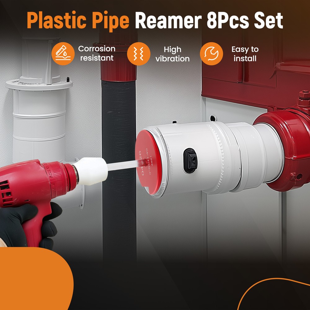 8x PVC Pipe Reamer Set W/ 1/2" Socket Fitting Saver for ABS Ventilation Pipe Red