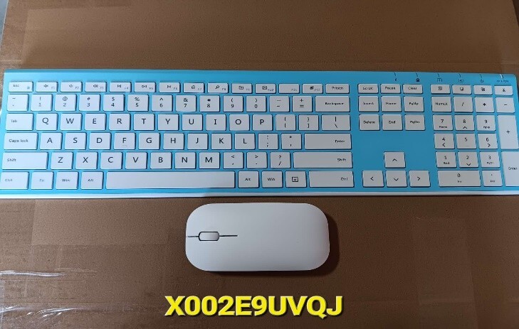 Wireless USB Keyboard with Mouse Combo Mice Set - Blue+White