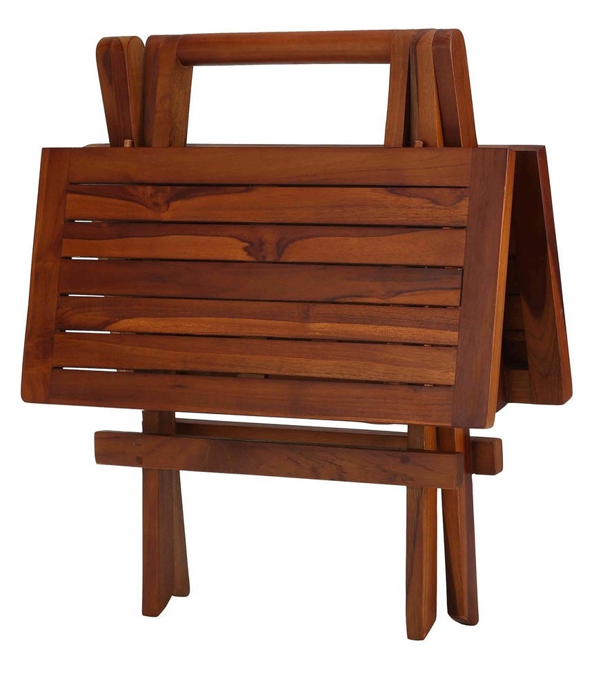 Ravinia Folding Teak Small Table, Oiled Finish Brown