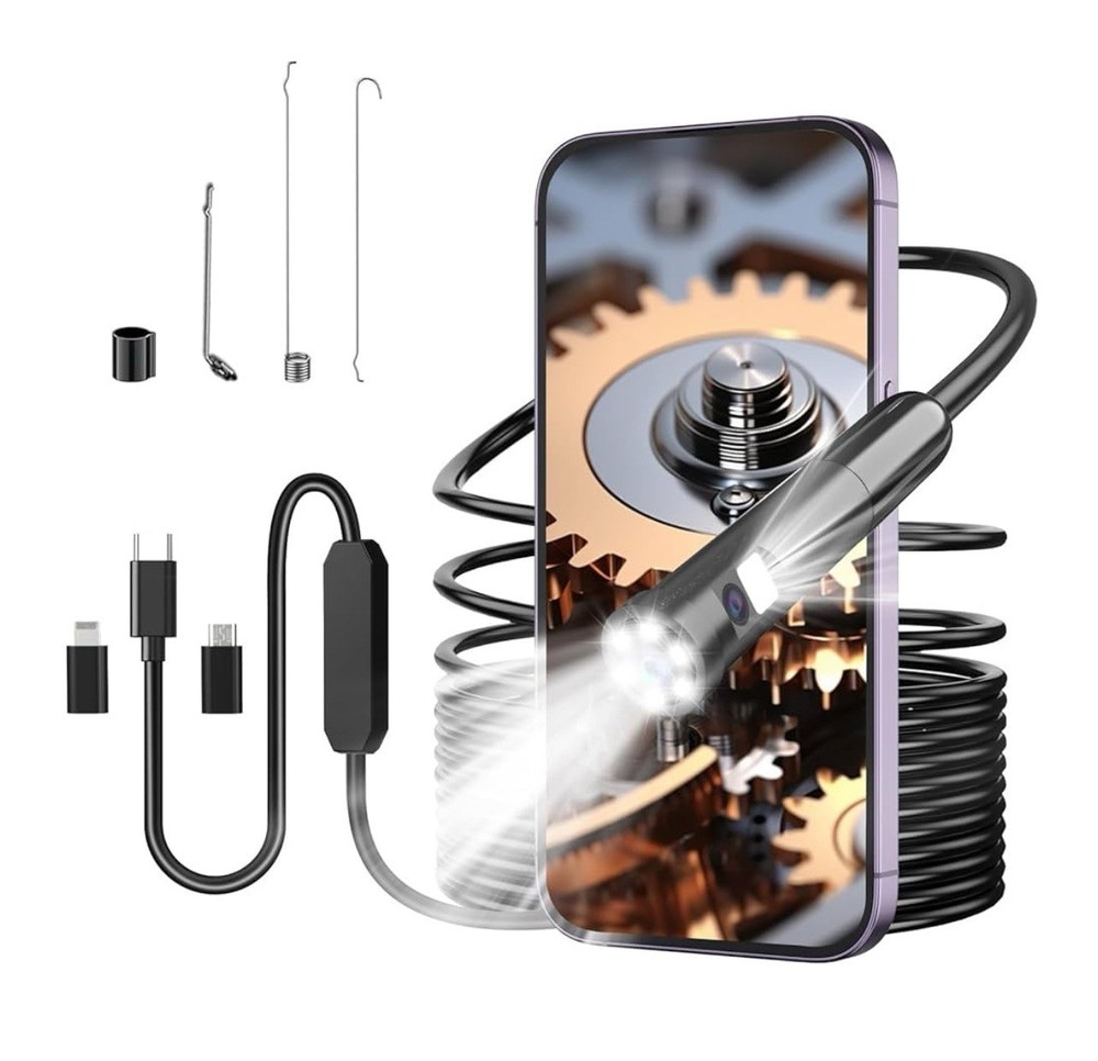 Endoscope Inspection Camera with Light, USB Wireless Dual Lens Borescope  Camera