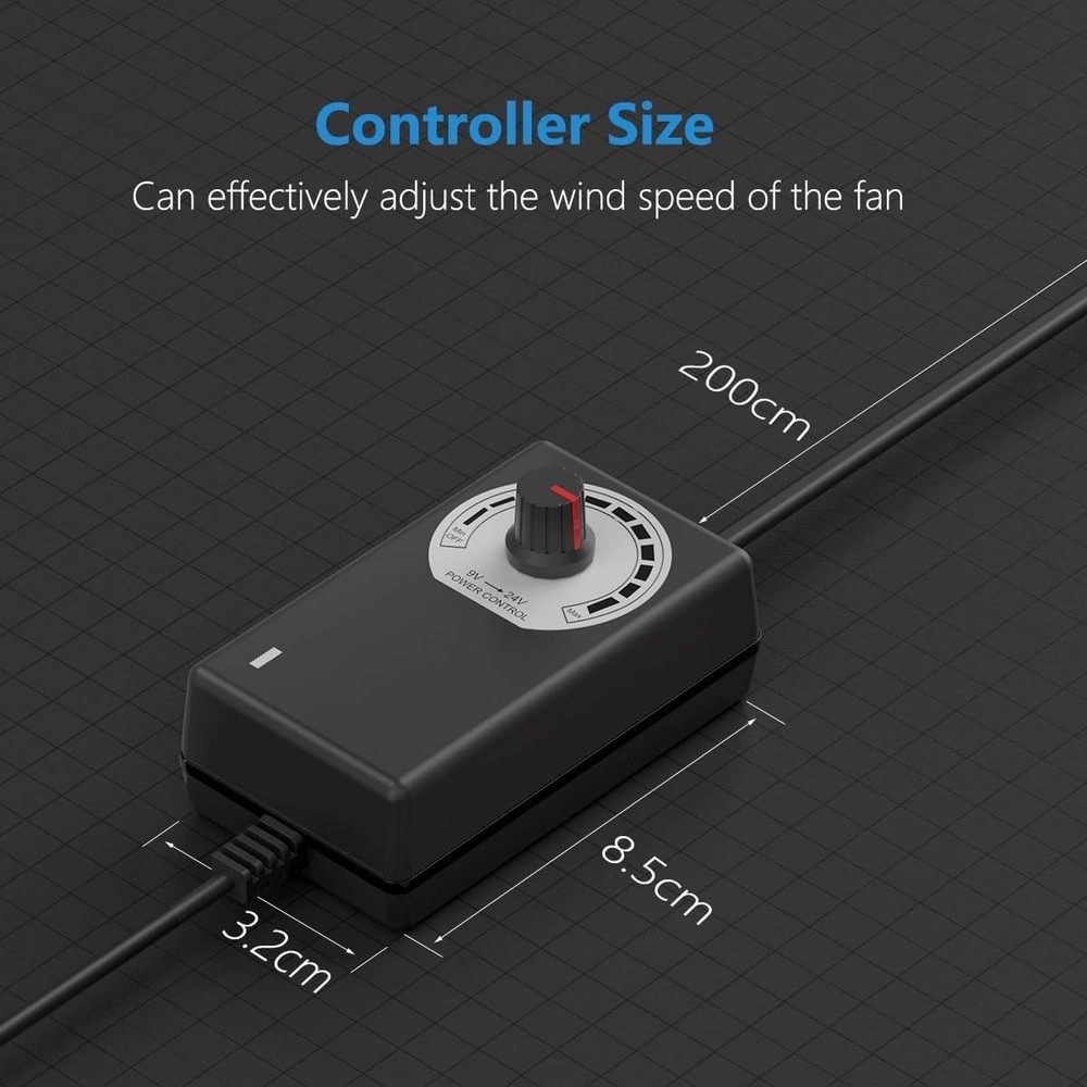 Hon&Guan 3 Inch Inline Blower Fan with Speed 3 Basic, Black Basic