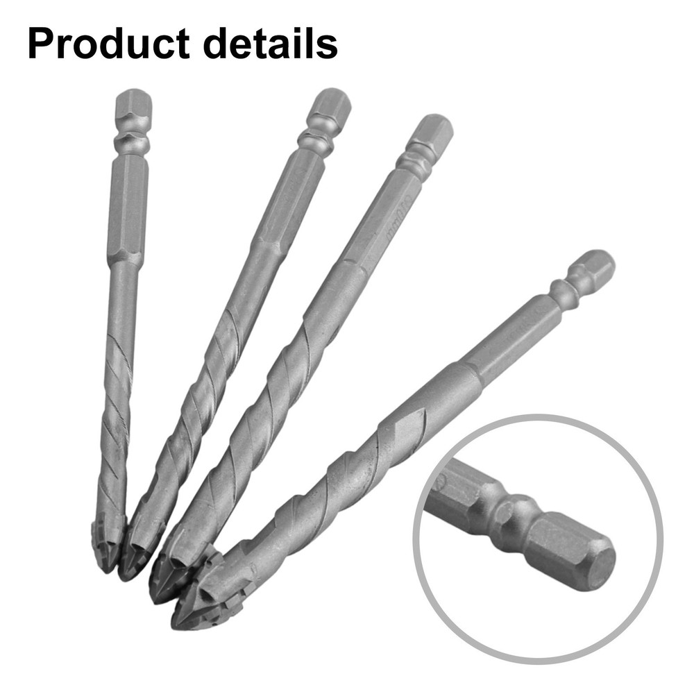 4pcs Four-Flute Eccentric Drill Drilling Glass Tile Punching Triangle Drill bit