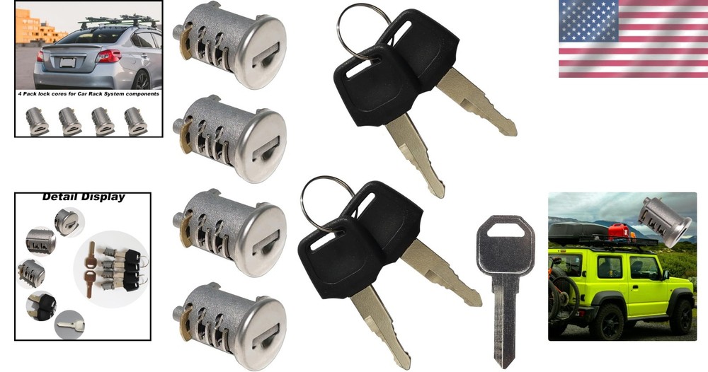 Complete 4 Lock Core Kit for Yakima Roof Rack - Universal Locking Solution