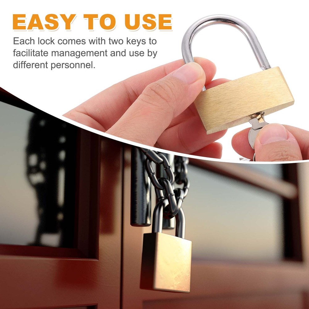 6Pcs Solid Brass Padlock with Key 11/16" Wide Body Small Locks Lock