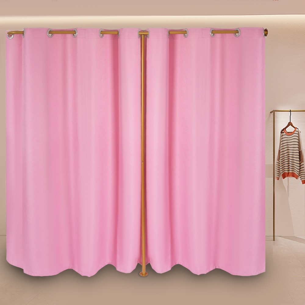 Mobile Fitting Room Dressing Room Frame Portable With Curtain & Hook Double Room