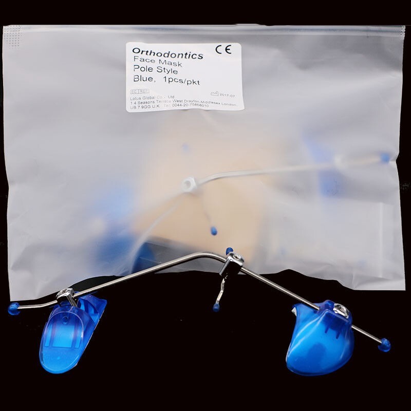 1PC Blue Dental Orthodontic Facemask, Pole Style for Underbite Correction