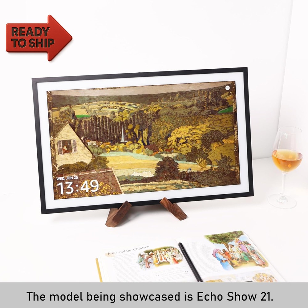 Solid Wood Tablet Computer Stands Compatible for Echo Show 15,Echo Show 21,Supp