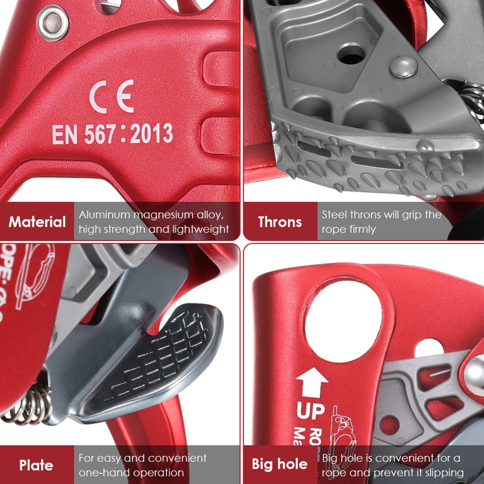 Outdoor Hand Ascender Climbing Ascender 8-13mm Vertical Rope Access Climbing