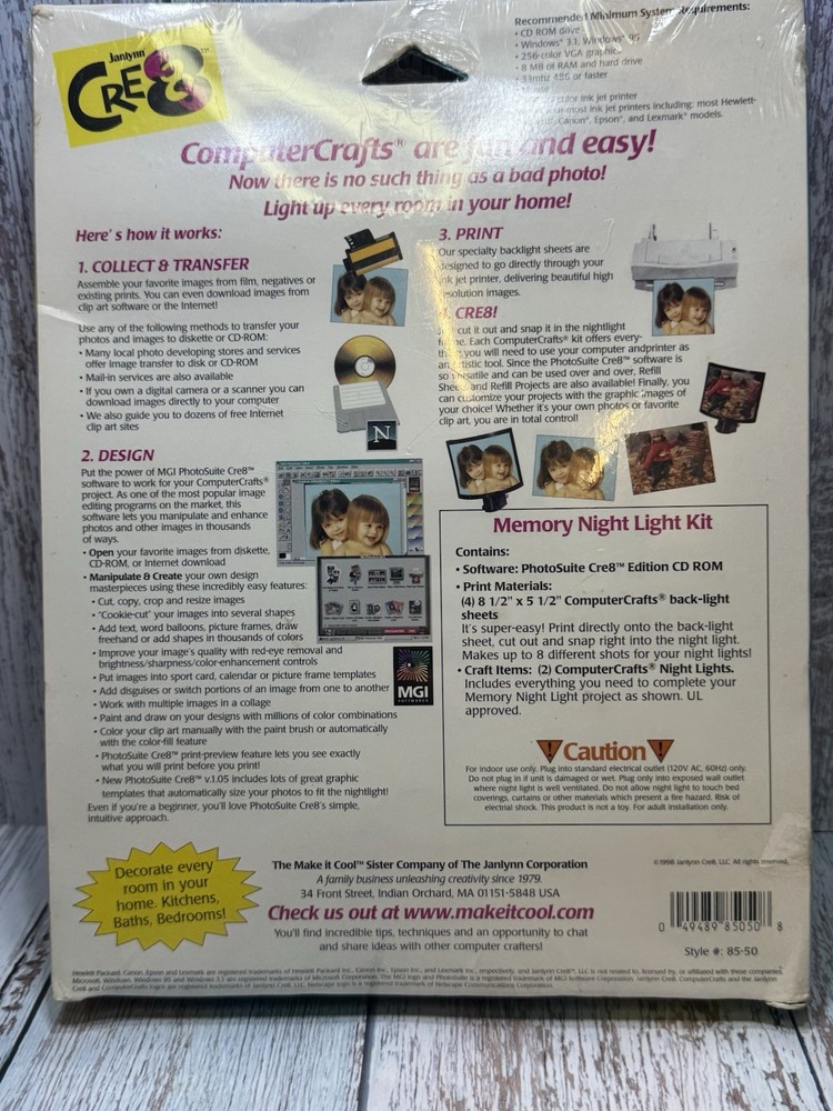 ComputerCrafts Memory Night Light Kit Maker. Vintage New Old Stock