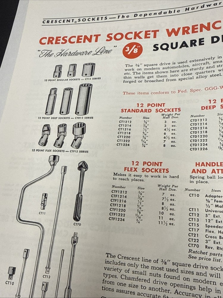 Vintage Crescent Tools Catalog Jamestown NY 🇺🇸 Excellent