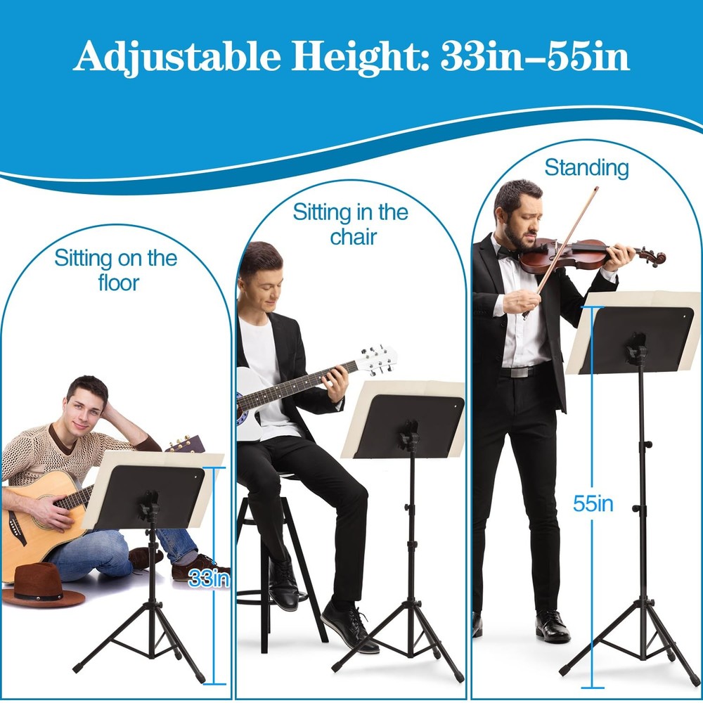 Sheet Music Stand, 1/2/3 Pack Adjustable Standard Version, 1 pack black