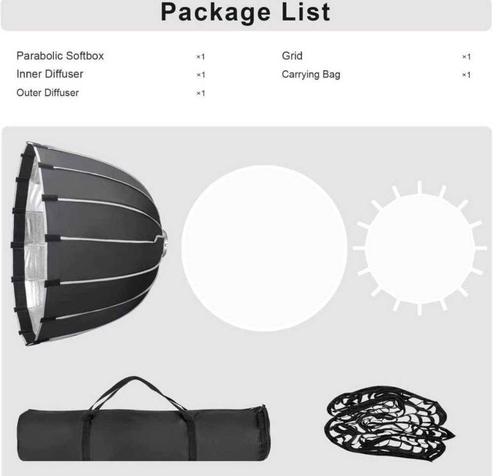 FOMITO Portable 47.2inch Deep Parabolic Softbox Bowens for Studio Flash