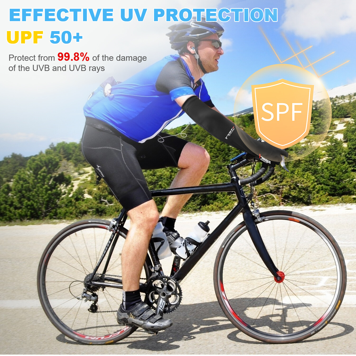 2Pair Finger Arm Cooling Sleeves Ice Silk Cover UV Sun Protection Outdoor Sports