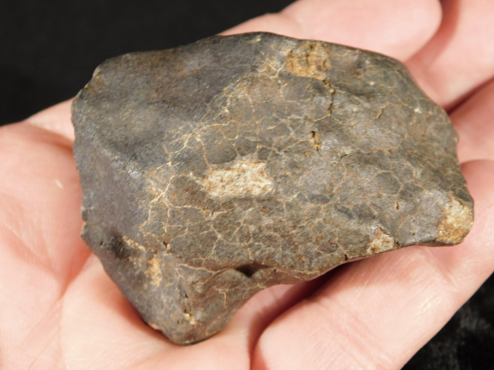 H6 Stony METEORITE Regmaglypts DARK Fusion Crust and Contraction CRACKS! 178gr