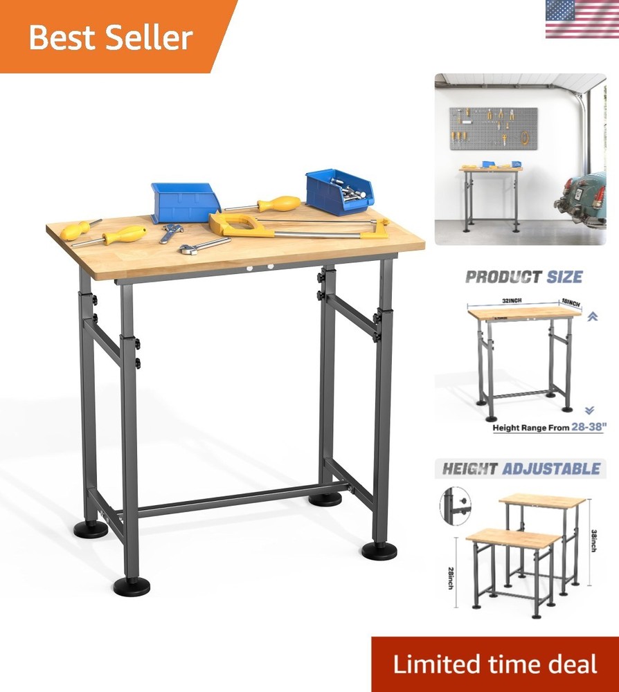 Adjustable Height Work Table 32" x 18" with 1500 lbs Capacity for Flexibility