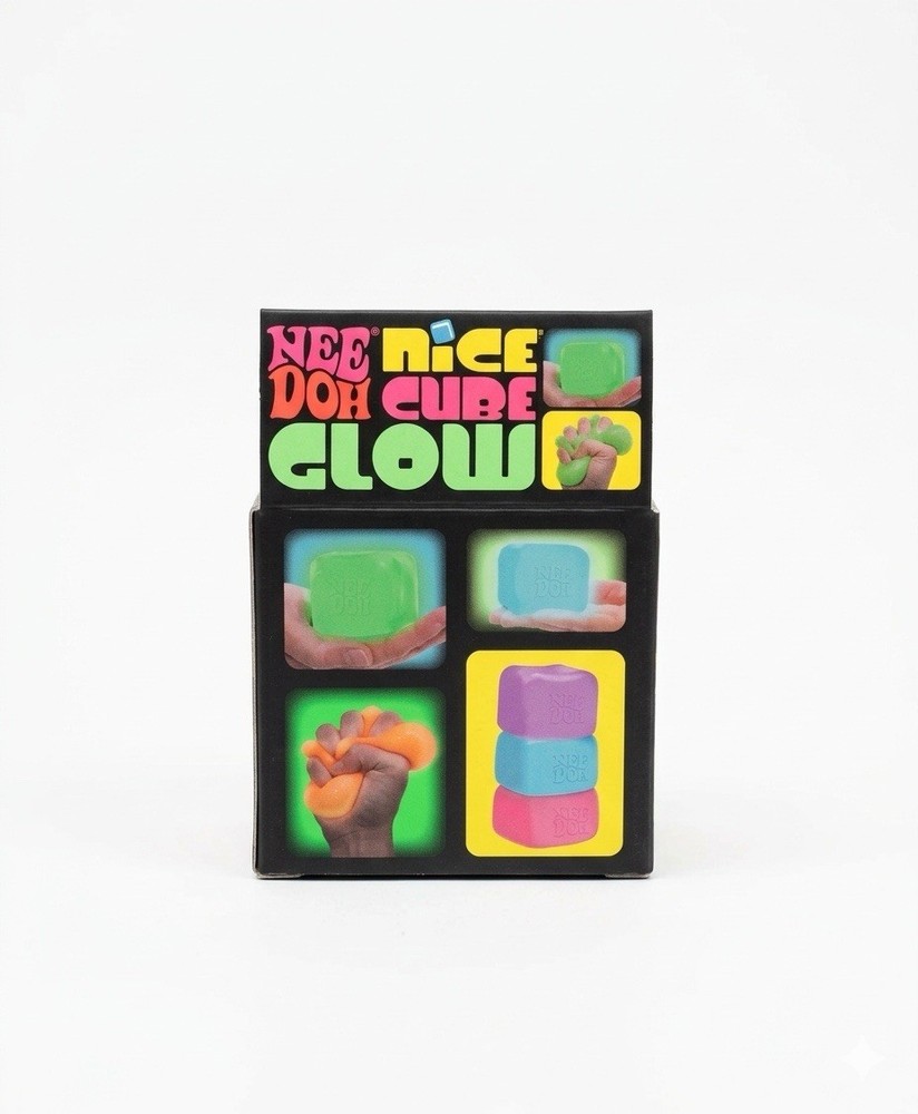 Schylling NeeDoh Nice Cube Glows Squeeze PURPLE Super Solid Squish SHIPS FAST!!!